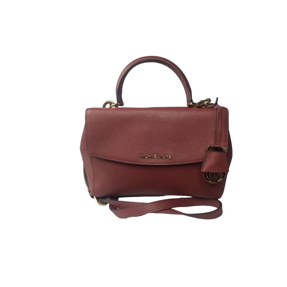 Michael Kors Women's Ava Top Handle Leather Satchel Reddish Brown Handbag